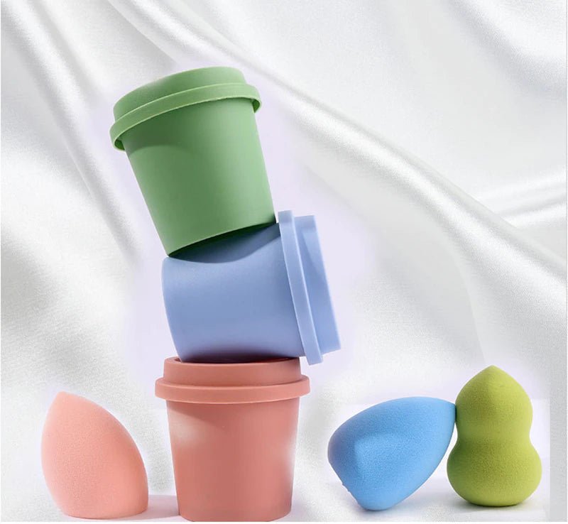 3PCs Set Beauty Sponge in A Coffee Cup Holder - essenshire by IMAKEUPNOW., INC