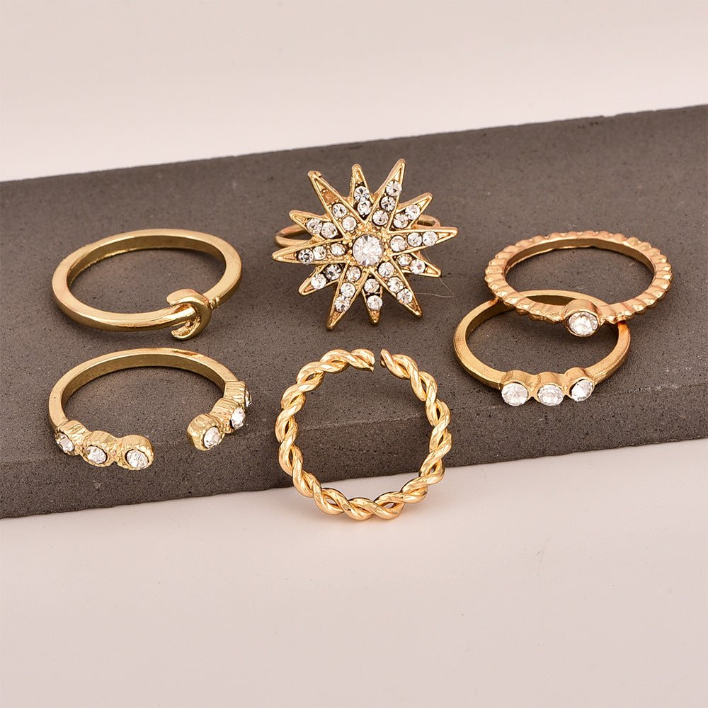 6Pcs Gold Knuckle Rings Set - essenshire by IMAKEUPNOW., INC