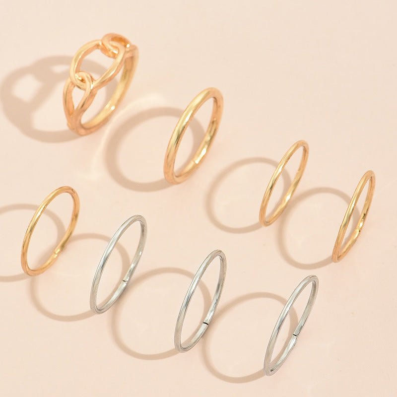 8Pcs Gold & Silver Finger Rings Set - essenshire by IMAKEUPNOW., INC