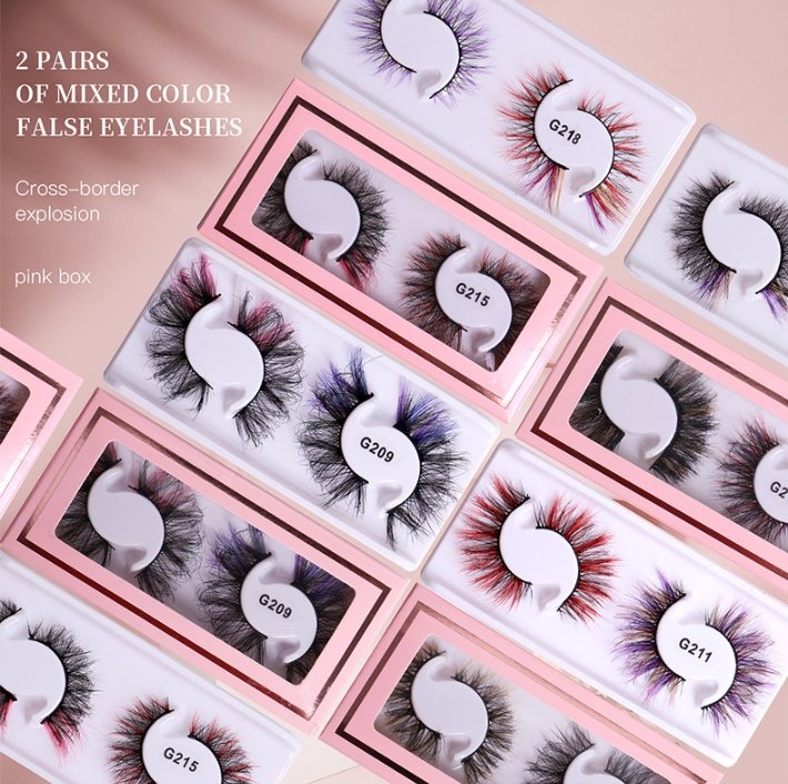 2 Pairs Handmade Mix Color Eyelashes- G210 - IMAKEUPNOW. INC