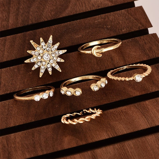 6Pcs Gold Knuckle Rings Set - essenshire by IMAKEUPNOW., INC